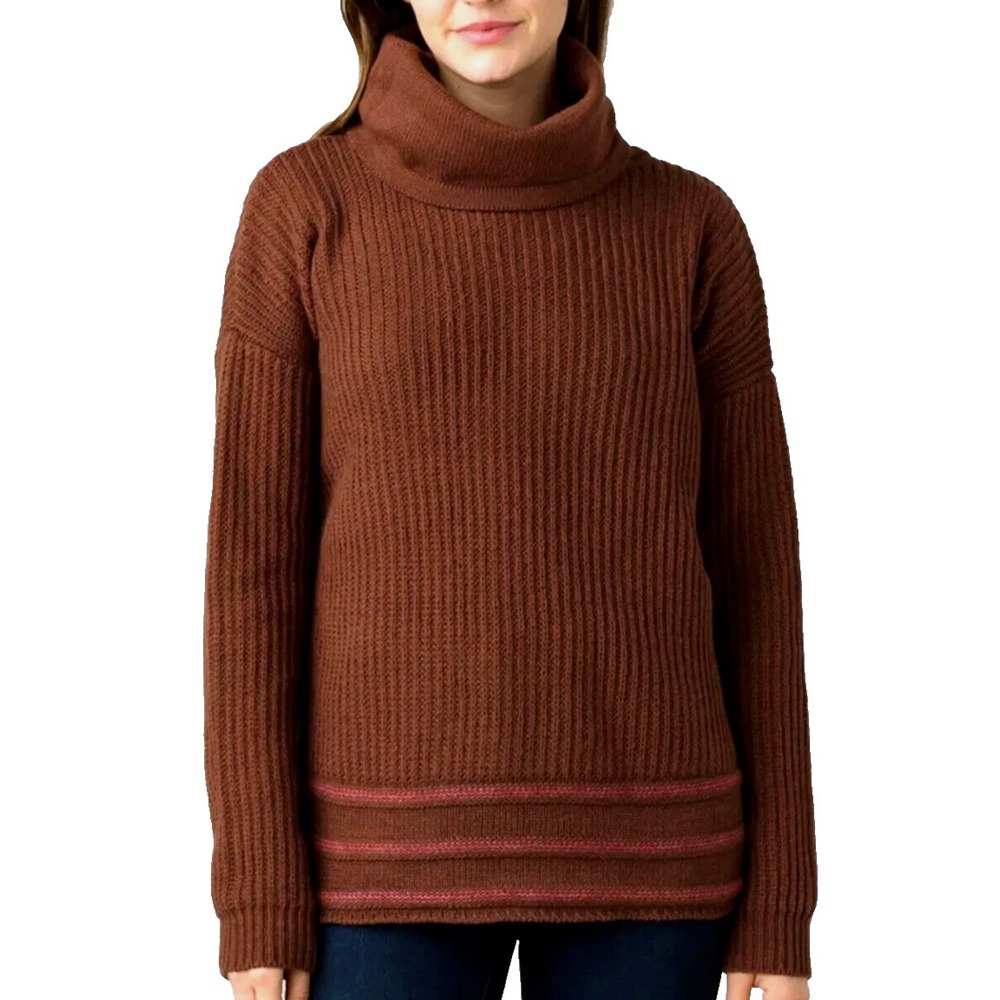 prAna Cove Sweater Large Brown Wool Blend Knit‎ Funen Loop Cottage Core